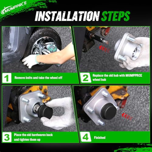 Golf Cart Front Wheel Hub Assembly with Bearings and Dust Cover - Fits Club Car 2003-Up, Tempo 2018-Up, 2 Pieces
