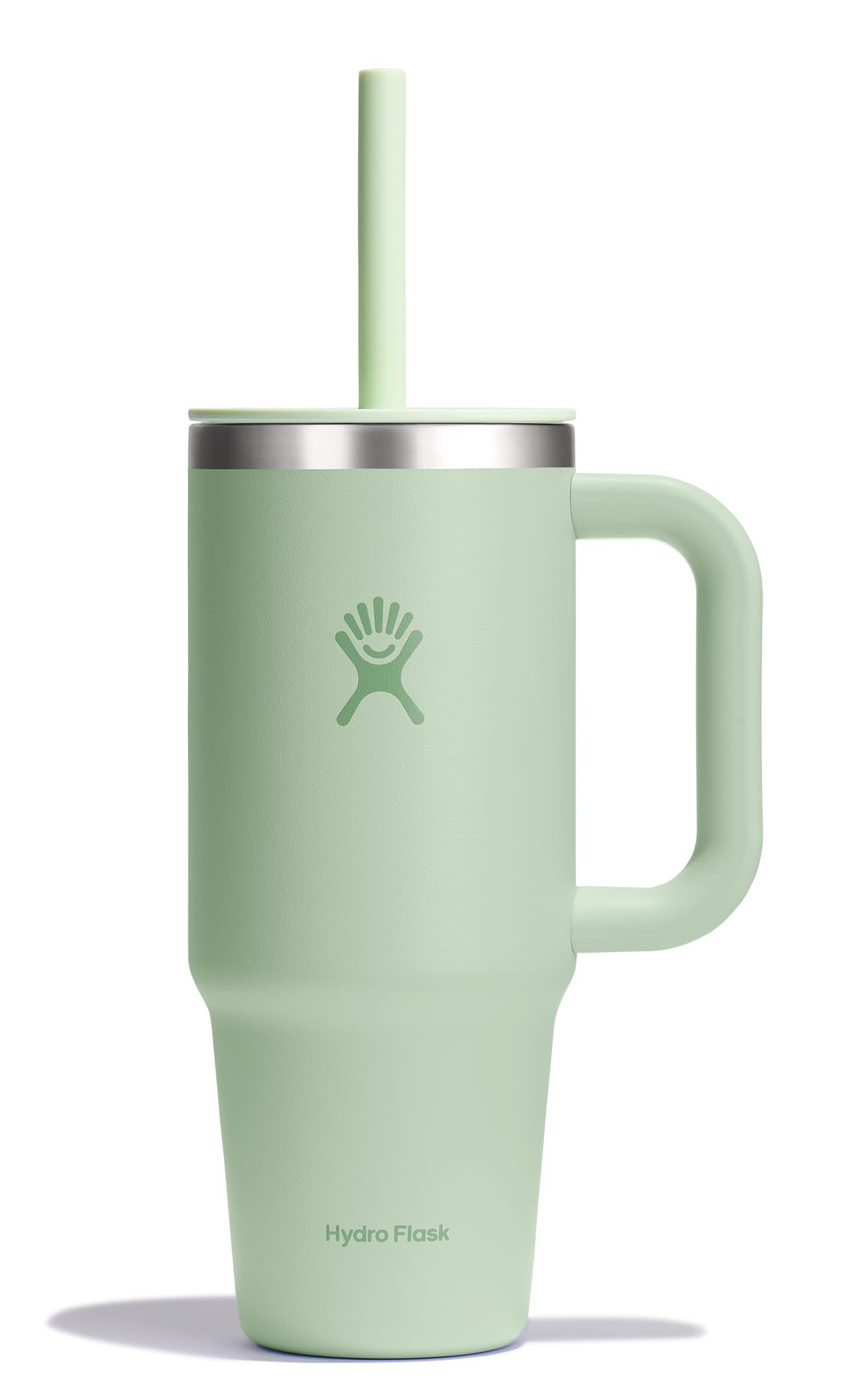 Hydro Flask 24 Oz Travel Tumbler with Handle, Clear Lid and Straw - Insulated Stainless Steel in 24 Oz White