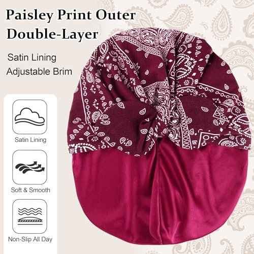 Ababalaya Satin Lined Beanies for Women Chemo Headwear Silky Lined Cotton Sleeping Cap