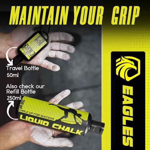 EAGLES Pro Grade Gym Liquid Chalk 50, 120 or 280ml Mess-Free Chalk for Weightlifting, Gymnastics Rock Climbing, Dancing, Pole Grip, Sports & Workout Chalk - Sweat-Resistant and Long Lasting