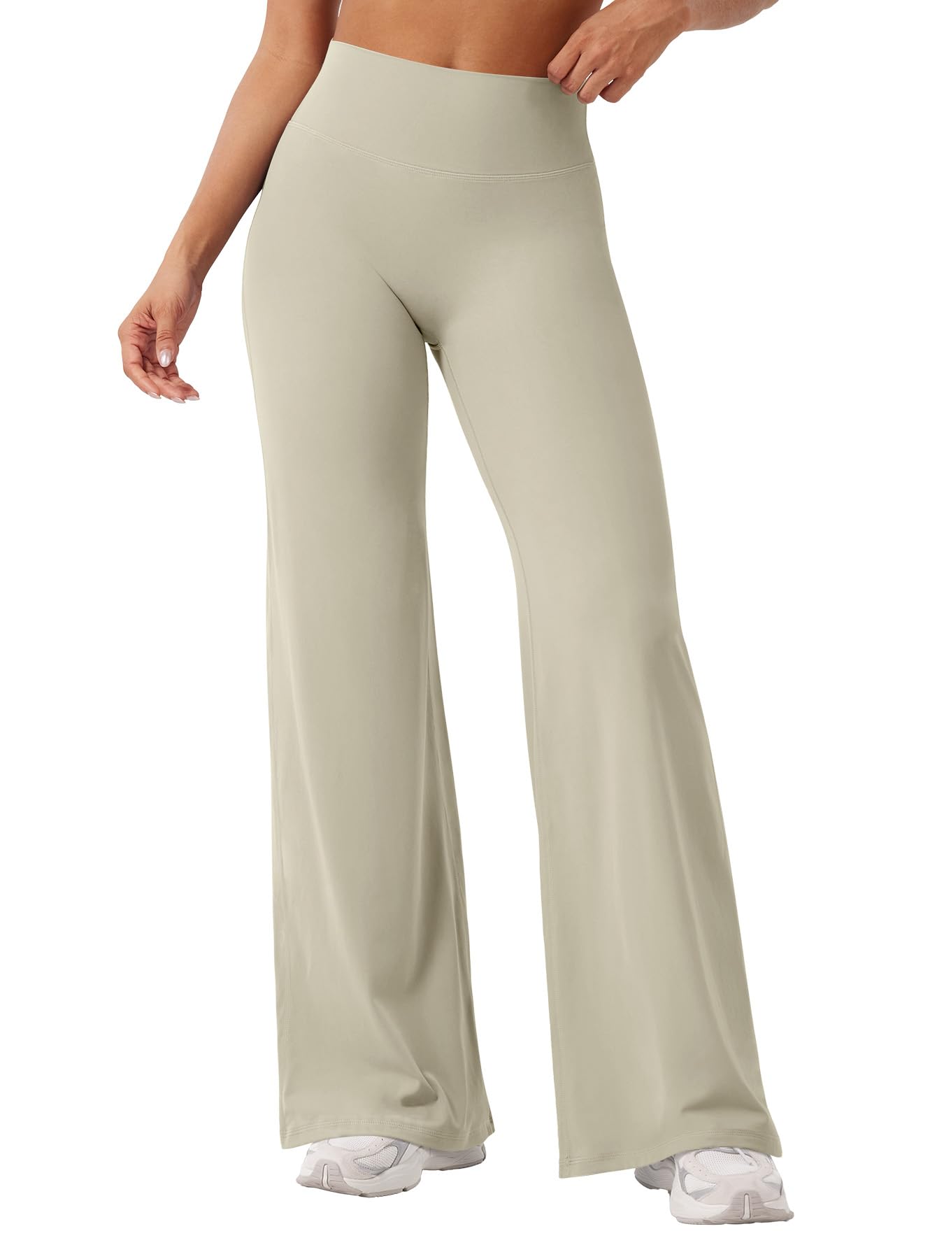 YEOREO Workout Leggings Womens No Front Seam Straight Leggings 31.5" High Waist Buttery Eddiy Gym Yoga Pants Light Sand XXL