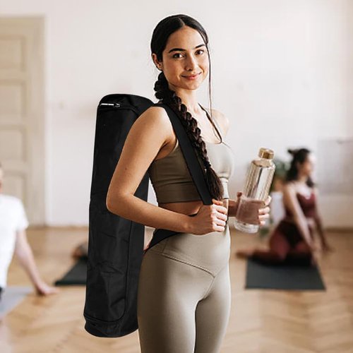 Loyanger Yoga Mat Bag, Full Zip Exercise Yoga Mat Carrier Bag with Adjustable Strap, Yoga' Mat' Carry Bags Pilates Bags for Women & Men(COLOR:Black)