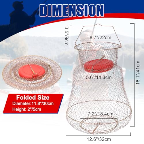 Floatable Galvanized Steel Fish Basket with Spring-Loaded Trap Doors