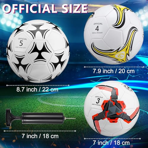 Soccer Balls Set with Pump - Size 3, 4, 5, Mixed Styles - 4 Pack