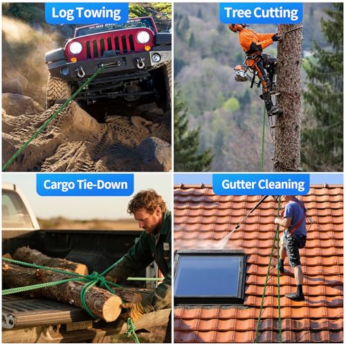 150Ft Heavy Duty Climbing Rope for Arborists - Green, 1/2 Inch Diameter