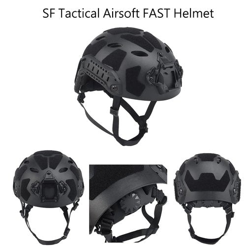KBFLWBF Airsoft Fast Helmet Set Tactical Helmet with Folding Half Mask & Paintball Goggles & Helmet Cover Adjustable Outdoor Hunting CS Gear B