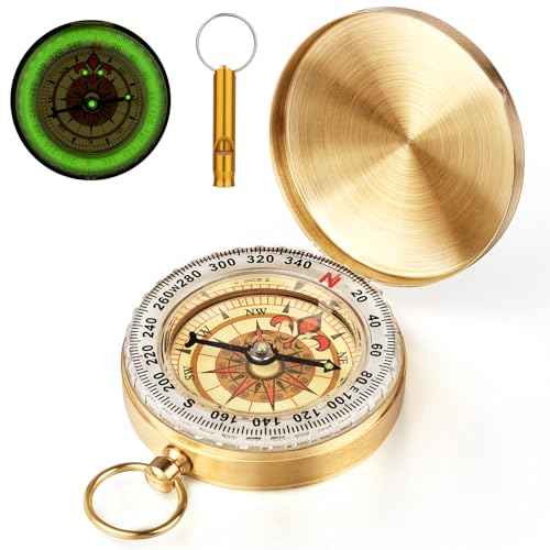 Flintronic Navigation Compass, Hiking Compass with Luminous Function, Waterproof Pocket Compass for Expedition Map Reading, Navigation, Orienteering and Survival