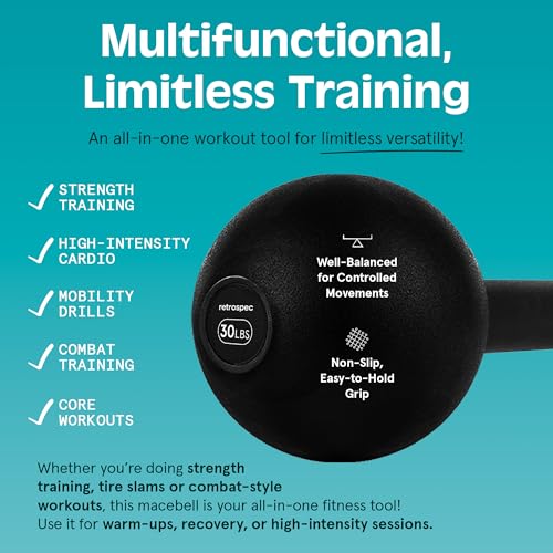 15 lb Steel Macebell for Strength Training & Rehabilitation - Matte Black