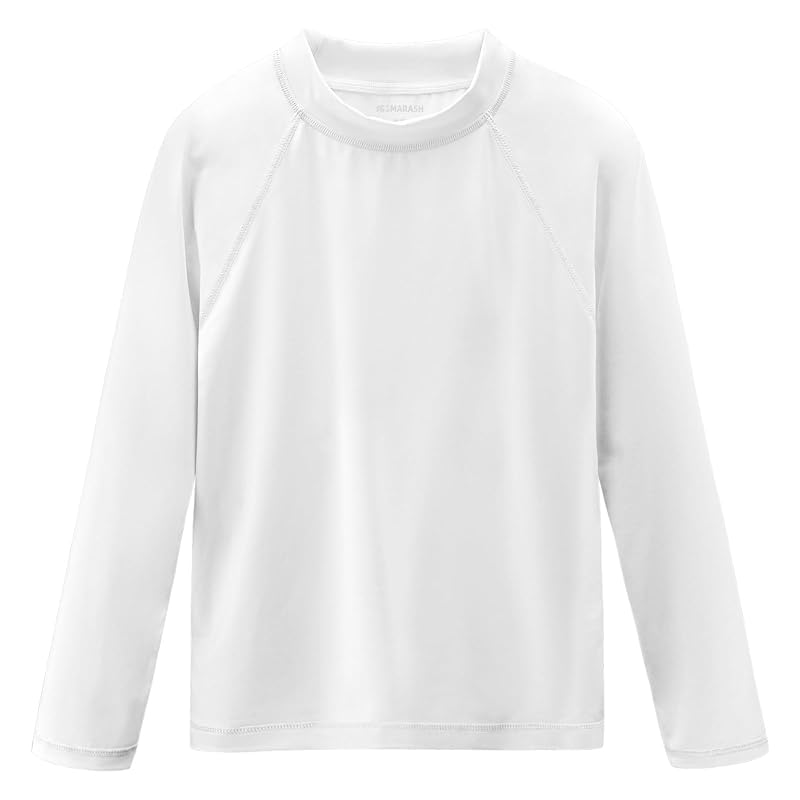 Rash Guard Swim Shirt for Kids & Toddlers UPF 50+ Long Sleeve White 3T