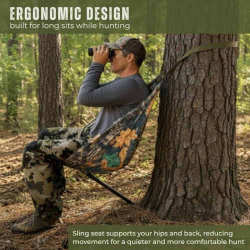 Camo Hammock Chair for Hunting, Portable Tree Seat for Deer Stand - Forest Camo