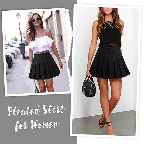 Pleated Skirt for Women Small Black Skater Skirt with Shorts Elastic Waist Plus Size Tennis Skirt