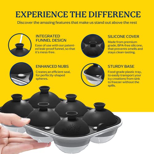 Large Ice Sphere Maker with Lid - 6 x 2.5 Inch BPA-Free Silicone Ice Trays Black