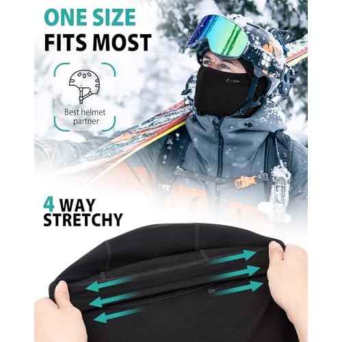 Balaclava Ski Mask for Men & Women, Modal Wool Blend Soft Windproof Face Mask Thermal Winter Full Face Cover for Cold Weather