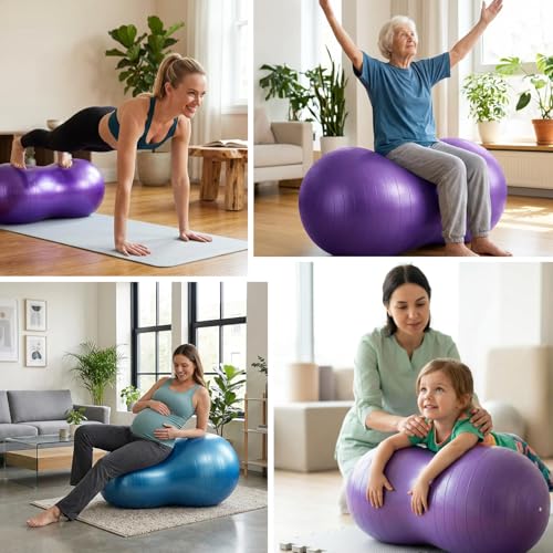Blue Peanut Exercise Ball for Kids Therapy & Fitness 90x45cm with Pump