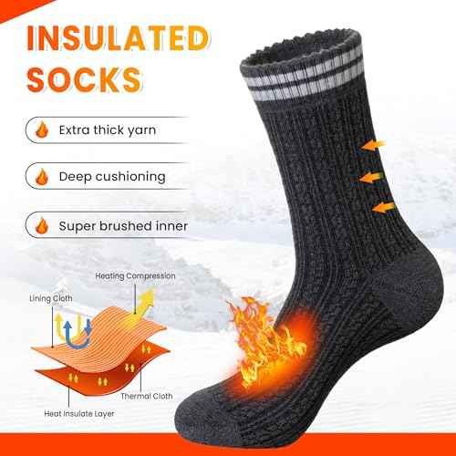 Velice Winter Warm Thermal Socks for Women Extra Thick Insulated Heated Crew Boot Socks for Cold Weather 5 Pairs