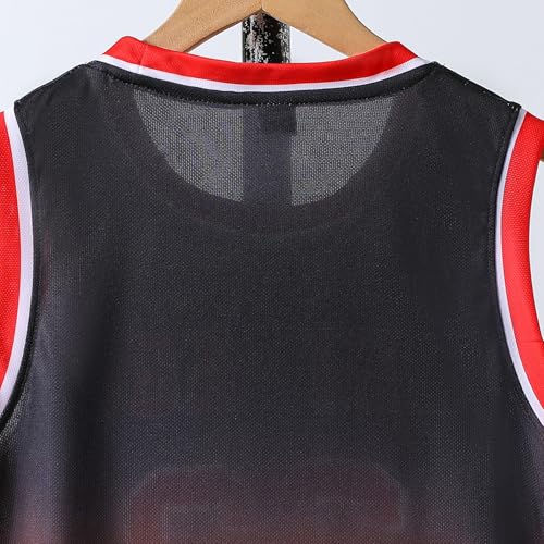 Basketball Jersey Gradient Uniform Set for Kids Boys 6-16Y - Red, 6 Years