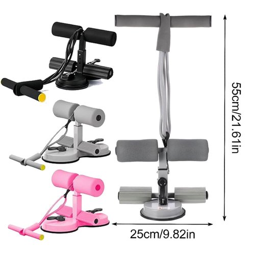 Ab Training Auxiliary Device, 2025 New Double Suction Cups and Resistance Band, Three Levels of Height Adjustment, Multi-functional Adjustable Ab Trainer Equipment, Sit Up Exercise Equipment (Pink)