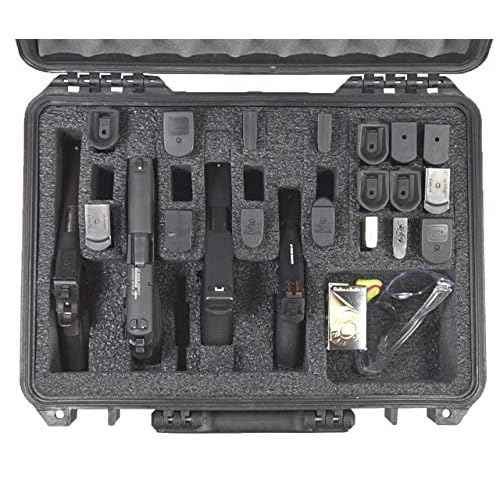 Case Club 4 Pistol and (up to) 33 Magazine with Accessory Pocket Pre-Cut Heavy Duty Waterproof Case with Silica Gel Canister to Help Prevent Gun Rust (Upgraded Gen-2)