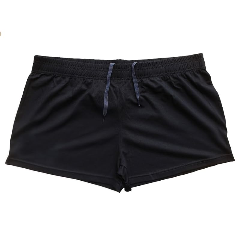Palglg 3 Inseam Mens Bodybuilding Shorts Drawstring Cotton No Pockets Black+Blue (Medium) Variation