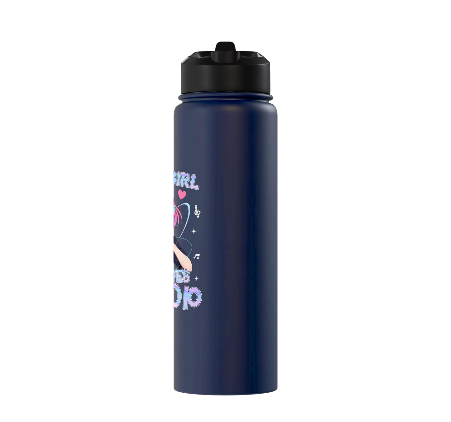 Just A Girl Who Loves K-Pop Cute Anime Kawaii Music Kpop Stainless Steel Insulated Water Bottle