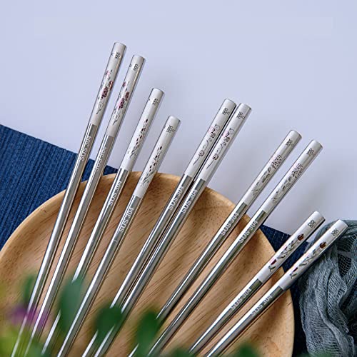 Reusable Metal Chopstick and Spoon Set - 3 Patterns, Stainless Steel Kitchen Utensils