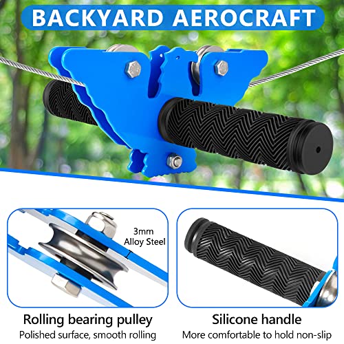 X XBEN 65FT Backyard Zip Line Kit for Kids & Adults - Safe Outdoor Recreation