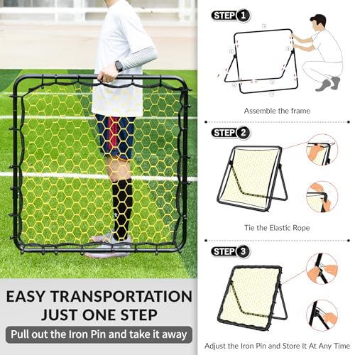 Happy Jump Portable Soccer Rebounder Net 3.3 x 3.3 ft for Kids Training