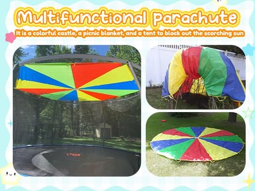 Sonyabecca Parachute Kids Play 12 Feet with 12 Handles for 8 12 Years Game, Kids Party Game