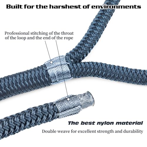 1/2" x 15' Dock Lines Set - Double Braided Marine Nylon with Loop, 4 Pack