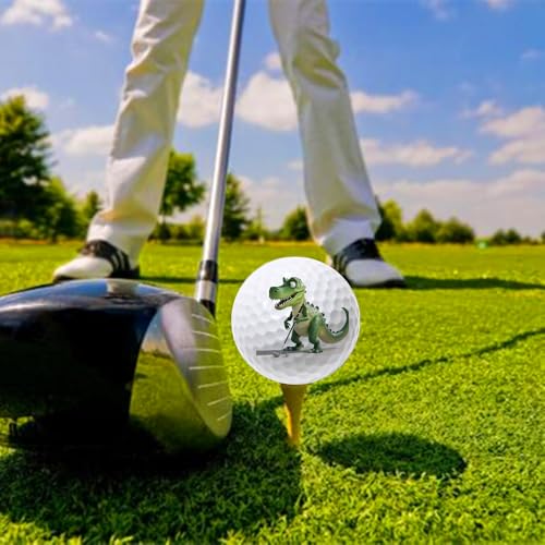 Dinosaur Pattern Colored Golf Balls - 6 Pack Fun Golf Practice Balls