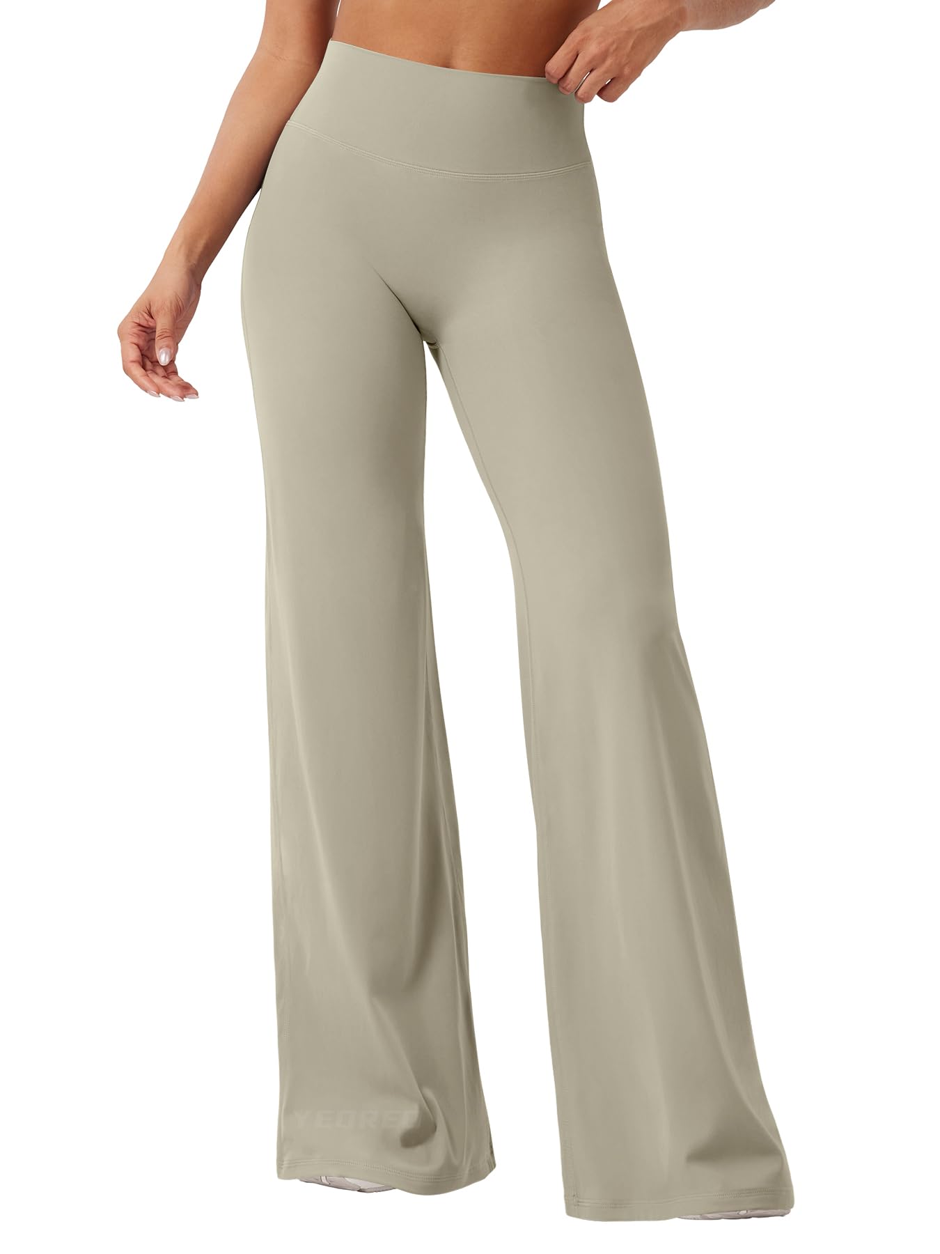 YEOREO Workout Leggings Womens No Front Seam Straight Leggings 35" High Waist Buttery Eddiy Gym Yoga Pants Light Sand L