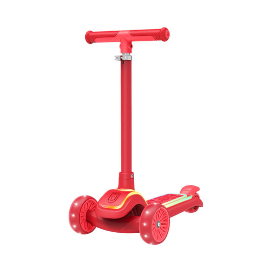 Jetson Halos Three-Wheel Light Up Kick Scooter, Light up Stem & Wheels, Height Adjustable Handlebar, Rear Brake, Ages 3+, JHALOS-RED