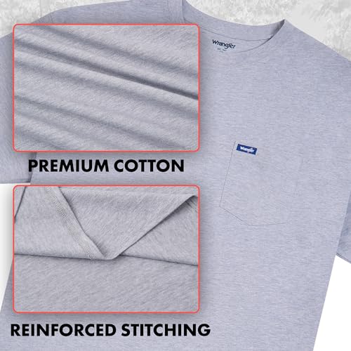 Wrangler Big and Tall Men's Cotton T-Shirts 2 Pack with Chest Pocket - X-Large Tall Black and Grey