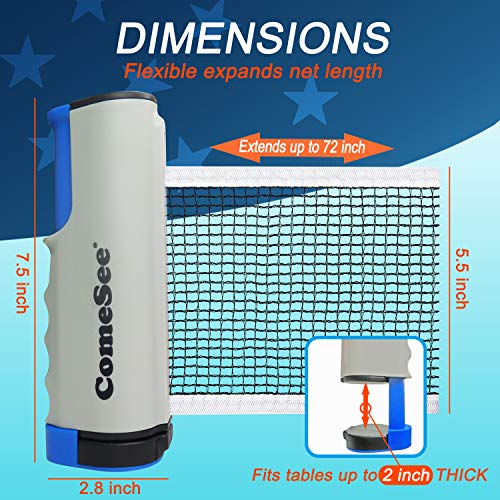 Gray Retractable Ping Pong Net for Any Table - Portable Table Tennis Equipment