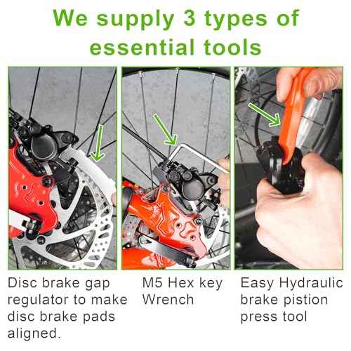 RUTU 4 Pairs Metal Premium Ebike Brake Pads, Noise Free Disc Brake Pads with Installation Tools Compatible with E Bike Brake Pads MT200 M355 M446 M315 M365 MTB Bike