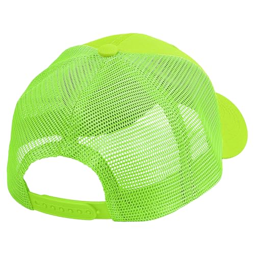 Falari Neon Green Trucker Hat Baseball Cap 6 Panel Adjustable One Size