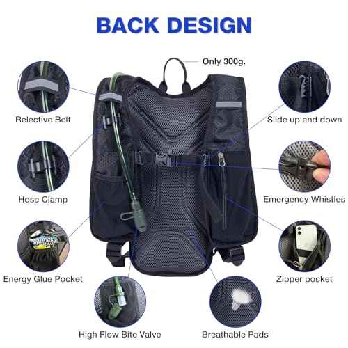 Hydration Backpack, Water Buffalo Hydration Backpack with 2L Water Bladder, Water Pack Backpack for Outdoor Sports of Running Hiking Camping Cycling Skiing for Women Men, Black