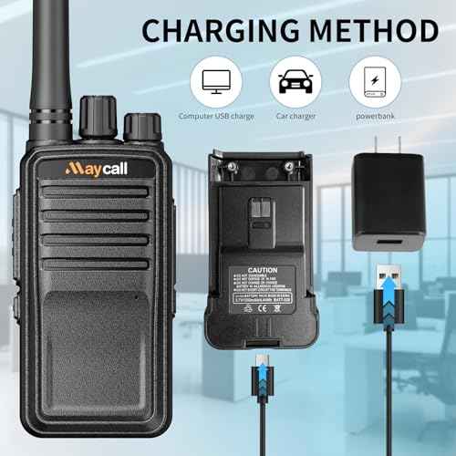 MC-528 Professional Walkie Talkies 2 Pack with Earpiece 2 Way Radio Long Range Rechargeable Portable Two-Way Radios One Click Frequency Matching Encrypted Call for Trip Camping Hiking Skiing