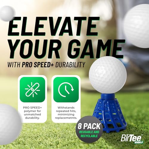 Golf Tees Set - Adjustable Height Plastic Tees for Indoor & Outdoor Use 8 Pack