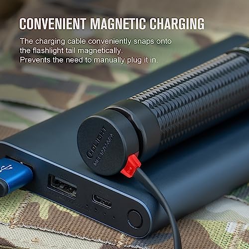 OLIGHT Warrior Mini3 Tactical Flashlight, Dual Switches LED Rechargeable Light with MCC3 Charger, 1750 Lumens Powerful EDC Light for Camping, Emergency and Outdoor (Black)