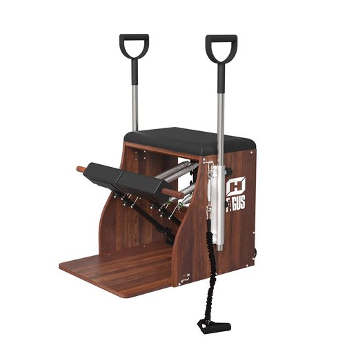 Pilates Pro Chair, Split-Pedal Stability Combo Chair with Handles, Yoga Fitness Trainer, Pilates Reformer Machine, Pilates Equipment Perfect for Home Use & Gym Workout, Black Walnut and Black Pad