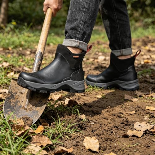 Showave Waterproof Rubber Boots for Men - Short Hunting Rain Shoes Black 10