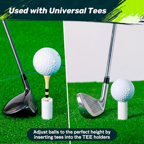 SAPLIZE White & Yellow Golf Tee Set 11 Pack with Rubber & Bamboo Tees for Practice & Range