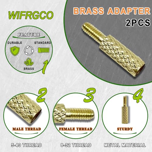 Brass Thread Adapters Set 5-40 to 8-32, 8-32 to 5/16-27 & 10-32 - 2 Each Type, 6 Pieces with Storage Case - Compatible with Gun Cleaning Tools
