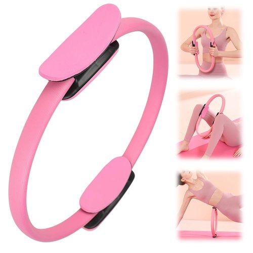 SROCOPT Magic Pilates Ring Fitness Circle, 2025 Upgrade Pilates Ring Fitness Trainer, Women Pilates Magic Circle Equipment with Dual Padded Handles for Toning Arms Workout (Pink)