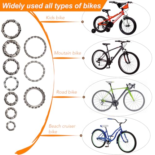 Bicycle Ball Bearing Kit 50 Pieces for Headset, Hub, Crankset - Steel, 4-8mm