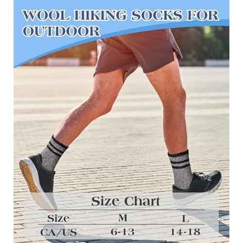 Yeblues 5 Pairs Wool Socks Mens, Winter Thick Merino Warm Hiking Socks,Soft Casual Thermal Crew Socks