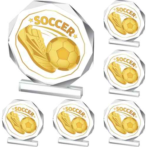 6 Pack Sports Trophy Acrylic Award Medals 4.72 x 4.72 Inch Sports Contest Trophies Bulk Plaques Team Prize Gift Trophies for Competition