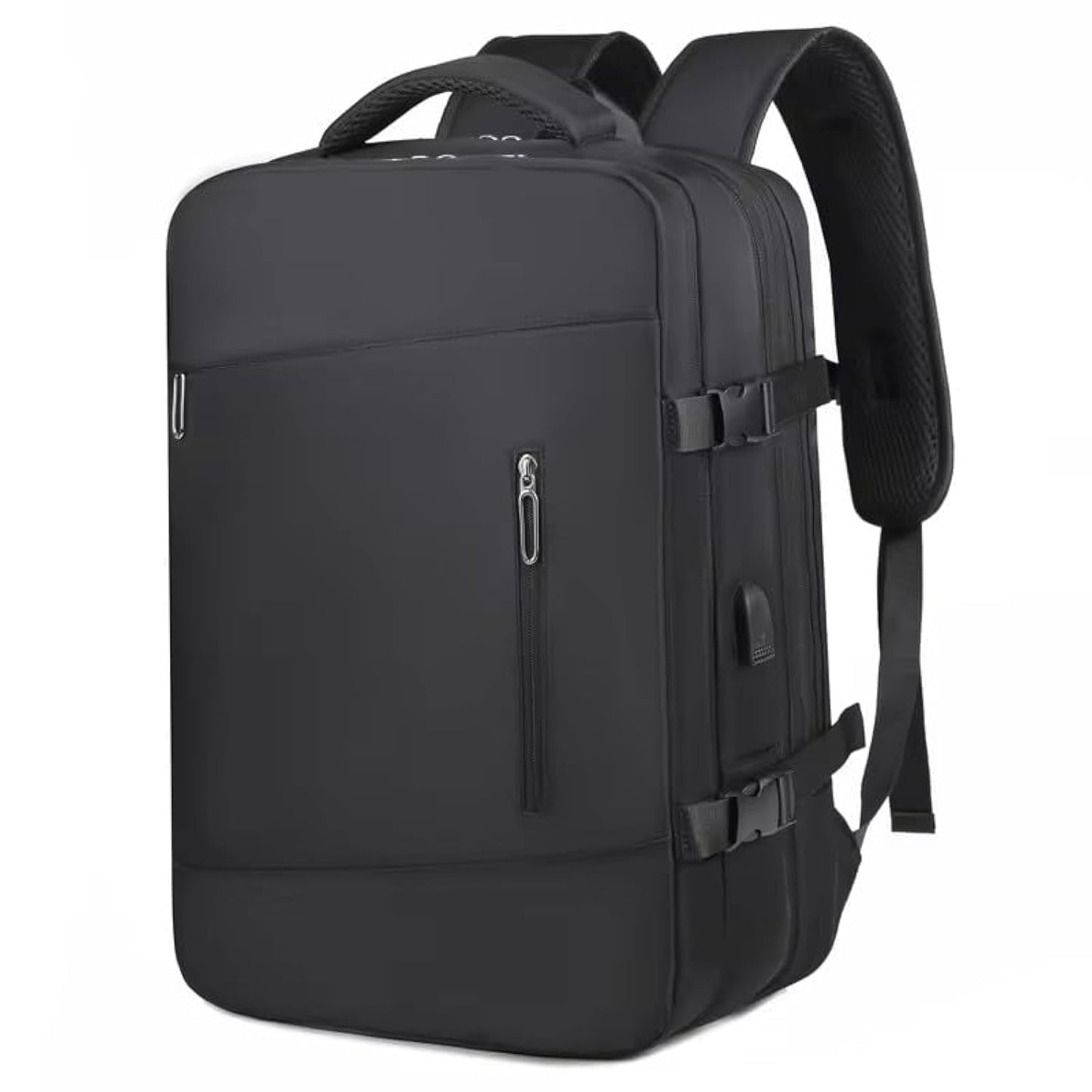 Homefy 35L Black Travel Laptop Backpack for Men & Women, Waterproof & TSA-Friendly Carry On for 17.3'' Laptops, Flight Approved Personal Item with USB Charging Port