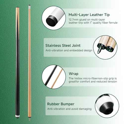 Pool Cue Sticks ? 42"/48"/58" Billiard Cues with 13mm Leather Tip ? 17oz/18oz Standard or 20oz Heavy ? Set of 2 or 4 ? Durable 2-Piece Pool Sticks for Beginners, Adults, Home & Bar